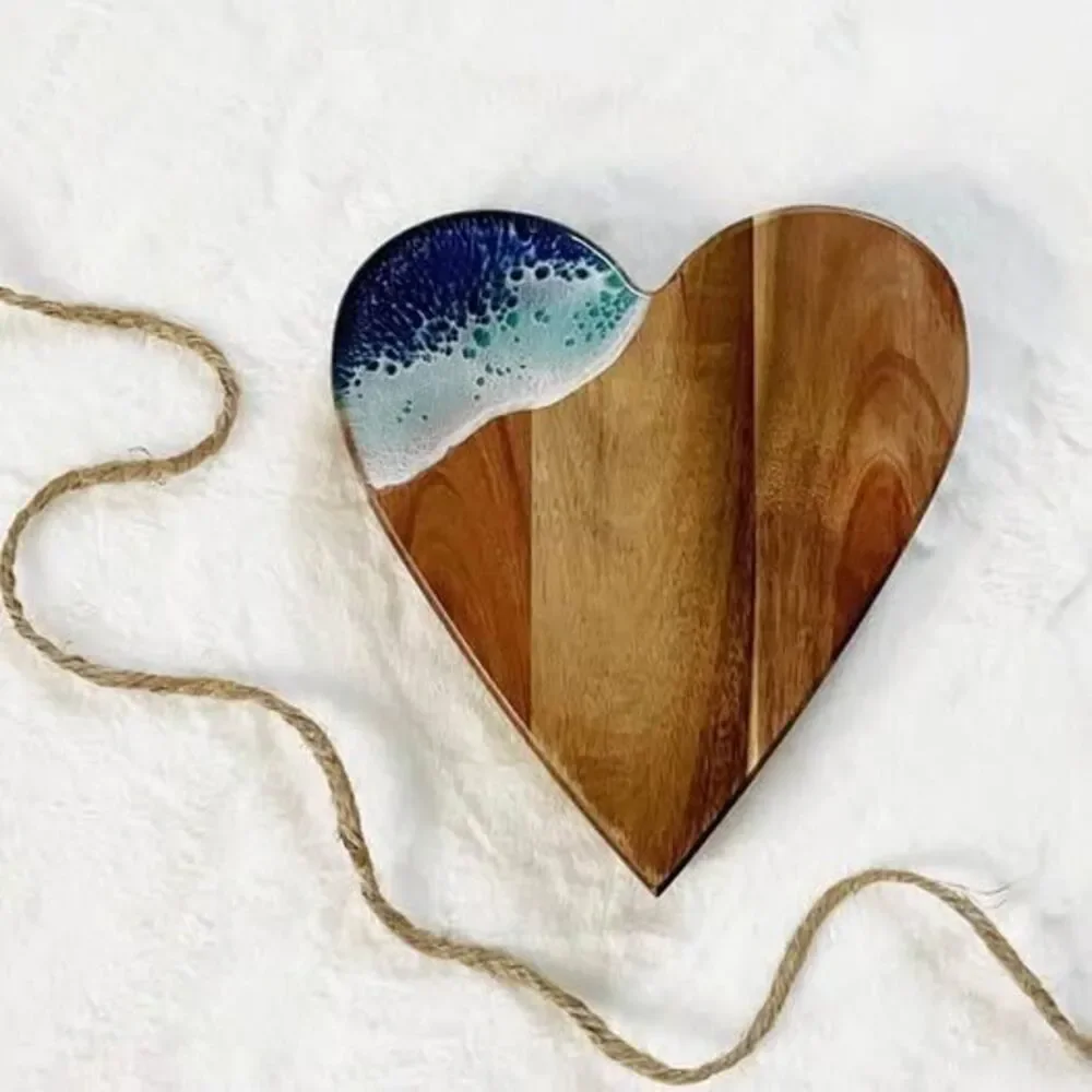 Handmade Heart Ocean Wave Charcuterie Board Coastal Cheese Board Beach HouseGift